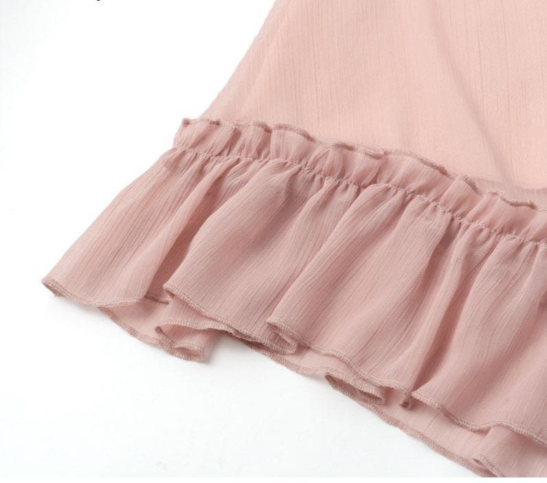 Chiffon Halter Button-Front Belted Ruffle-Hem Mini Dress 8