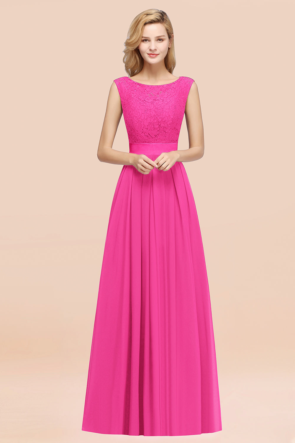 Vintage Sleeveless Lace Bridesmaid dresses Affordable Chiffon Wedding Party Dress - Fashionpara