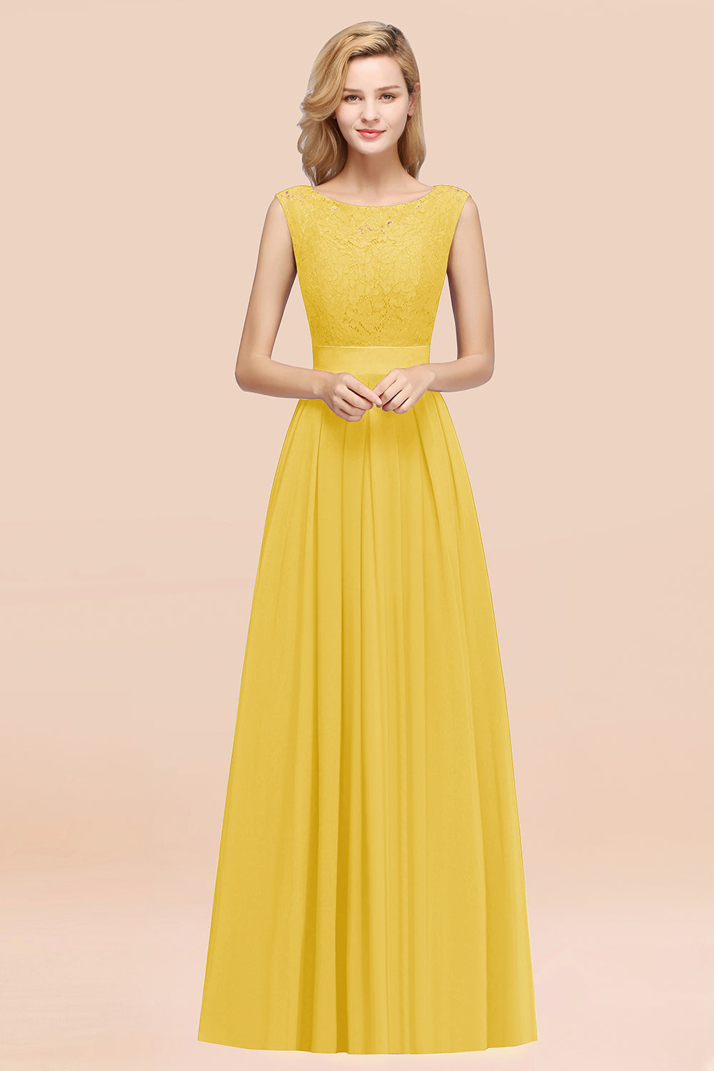 Vintage Sleeveless Lace Bridesmaid dresses Affordable Chiffon Wedding Party Dress - Fashionpara