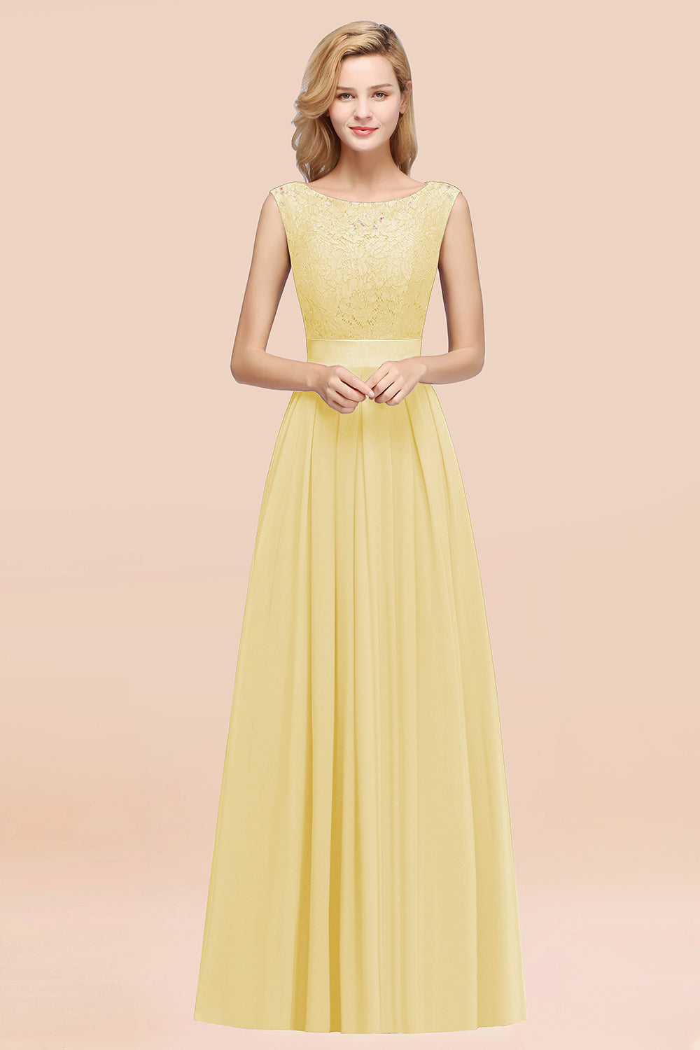 Vintage Sleeveless Lace Bridesmaid dresses Affordable Chiffon Wedding Party Dress - Fashionpara