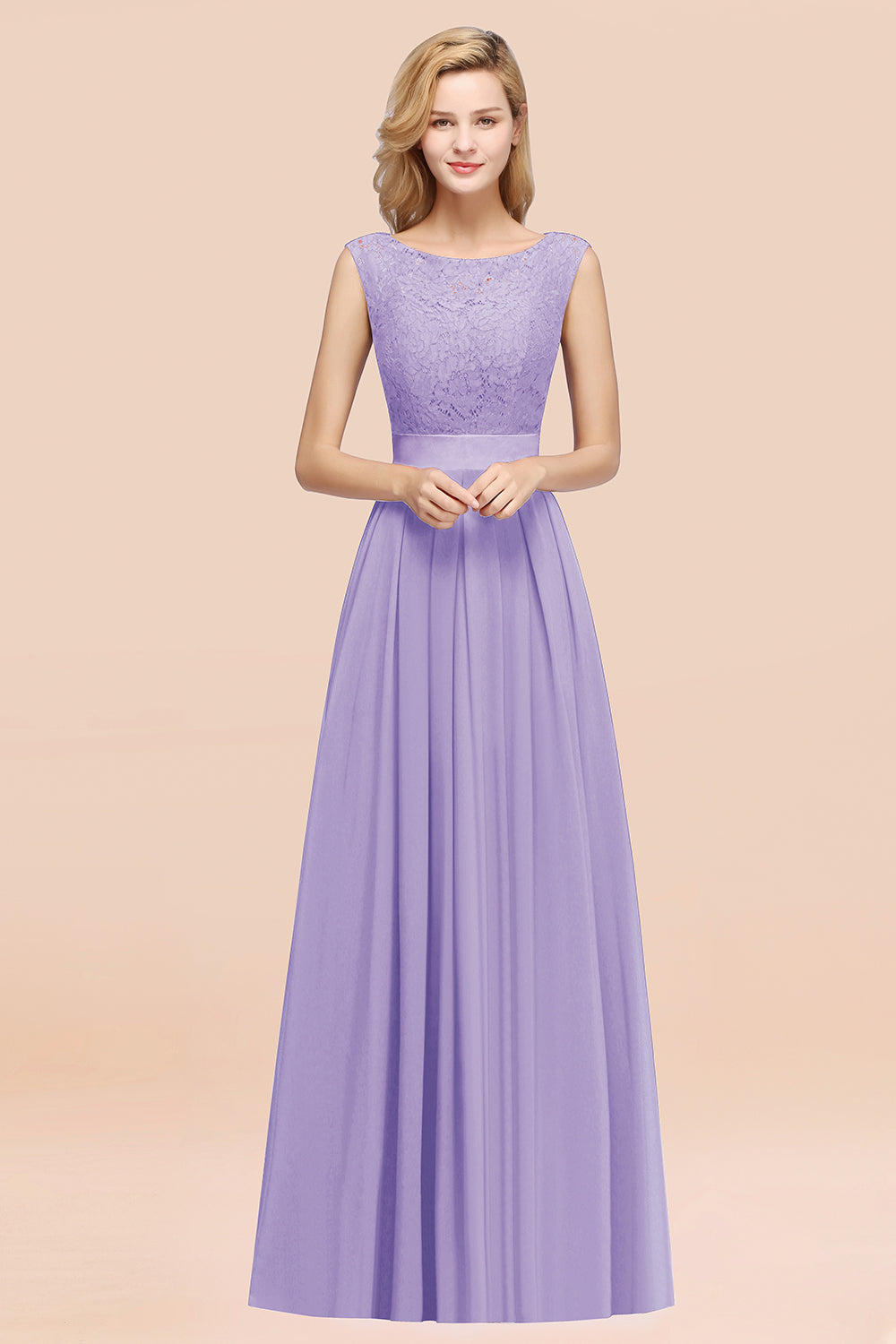 Vintage Sleeveless Lace Bridesmaid dresses Affordable Chiffon Wedding Party Dress - Fashionpara