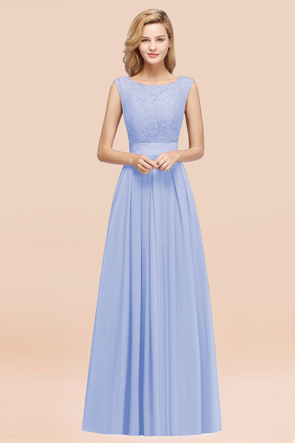 Vintage Sleeveless Lace Bridesmaid dresses Affordable Chiffon Wedding Party Dress - Fashionpara