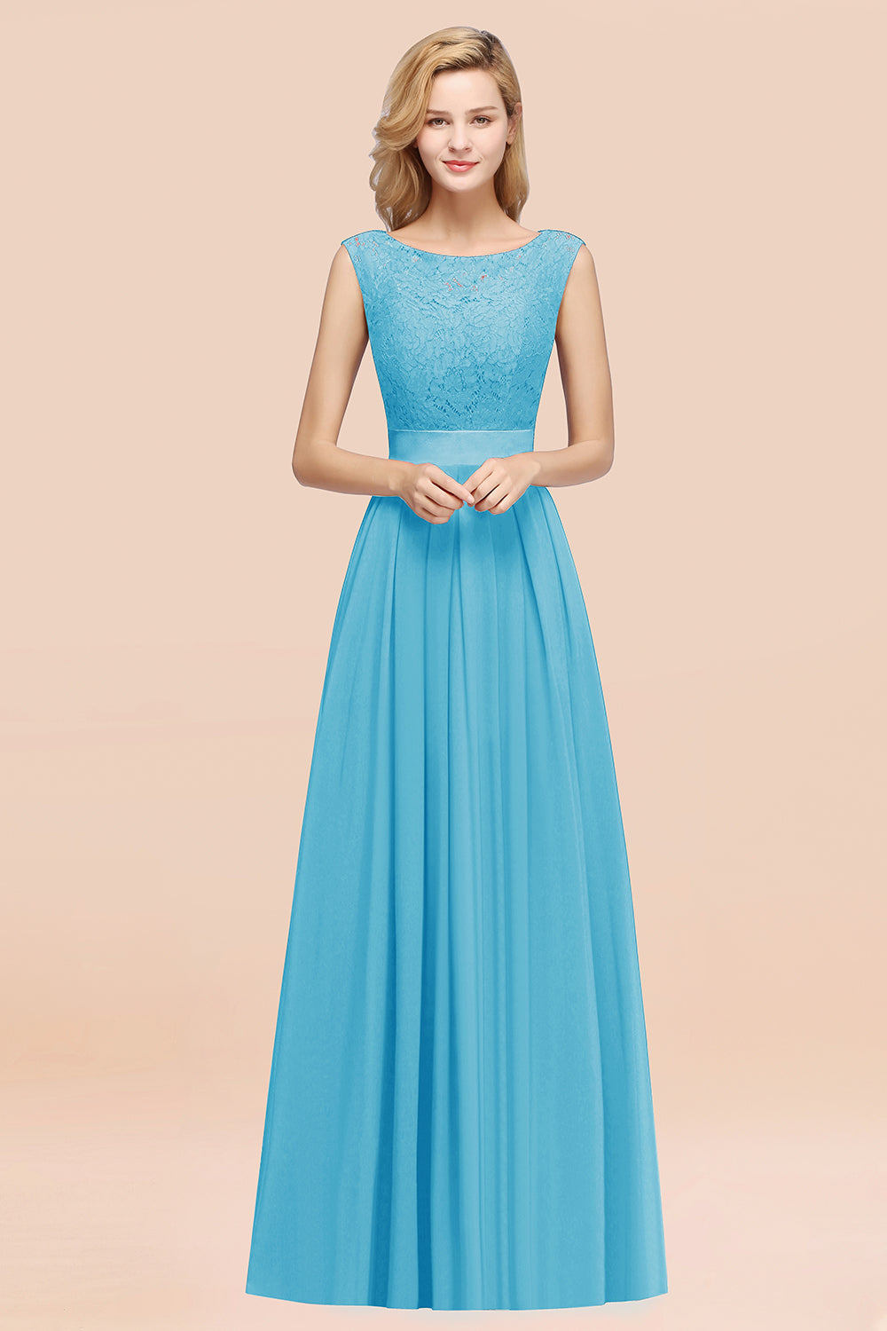 Vintage Sleeveless Lace Bridesmaid dresses Affordable Chiffon Wedding Party Dress - Fashionpara