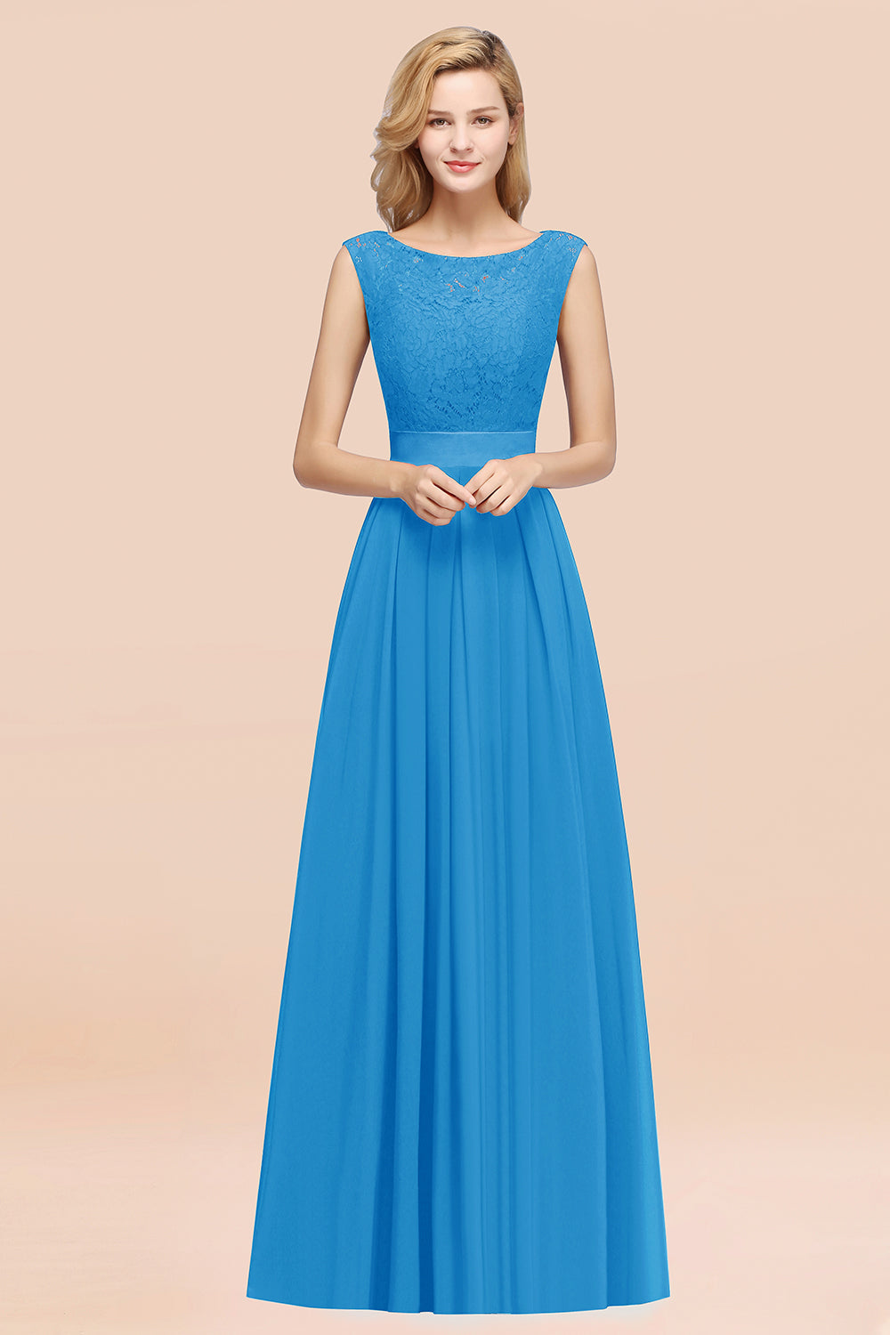 Vintage Sleeveless Lace Bridesmaid dresses Affordable Chiffon Wedding Party Dress - Fashionpara