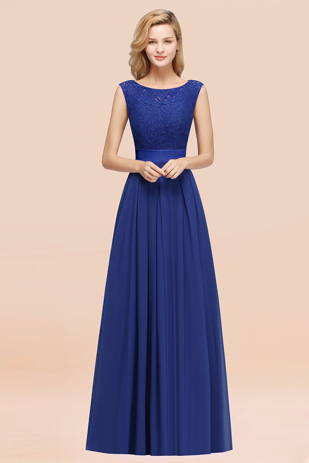Vintage Sleeveless Lace Bridesmaid dresses Affordable Chiffon Wedding Party Dress - Fashionpara