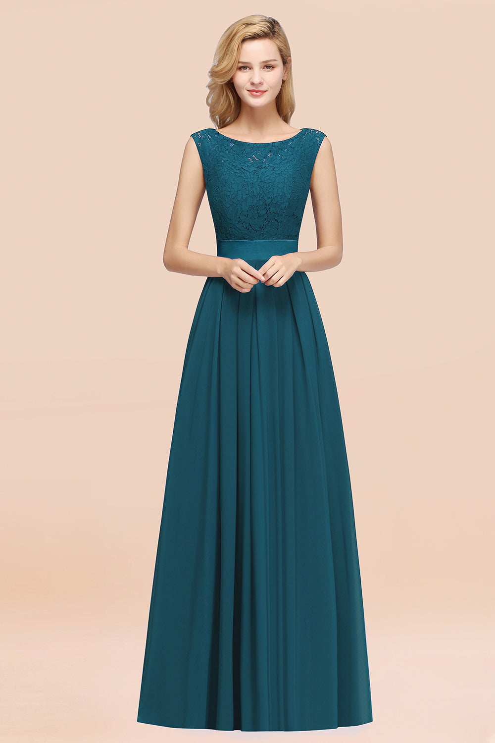 Vintage Sleeveless Lace Bridesmaid dresses Affordable Chiffon Wedding Party Dress - Fashionpara