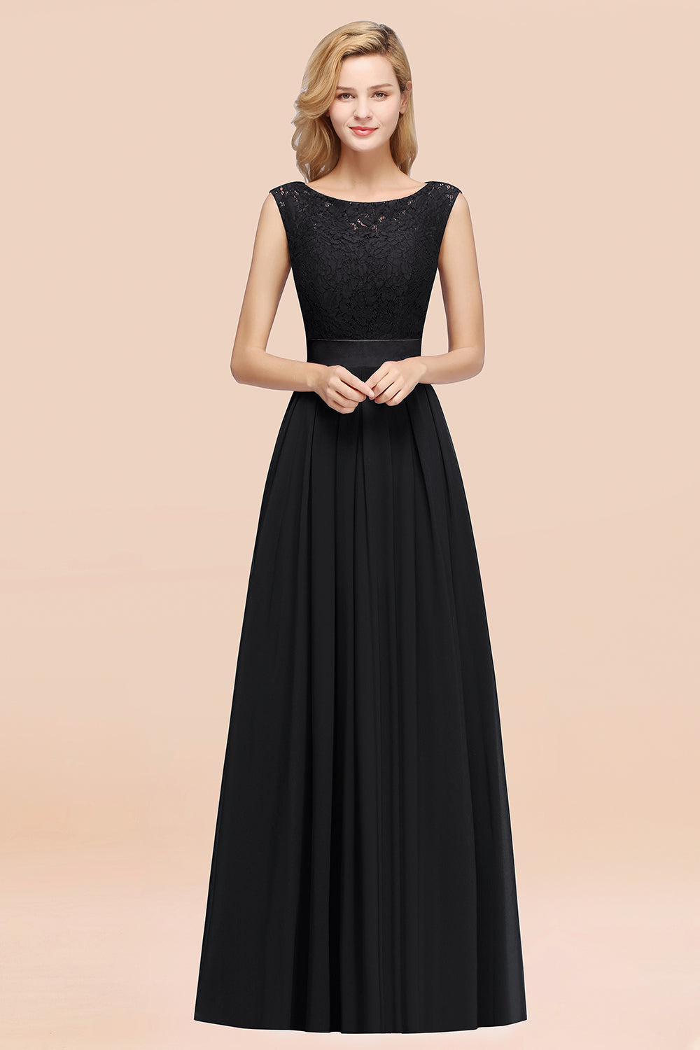 Vintage Sleeveless Lace Bridesmaid dresses Affordable Chiffon Wedding Party Dress - Fashionpara