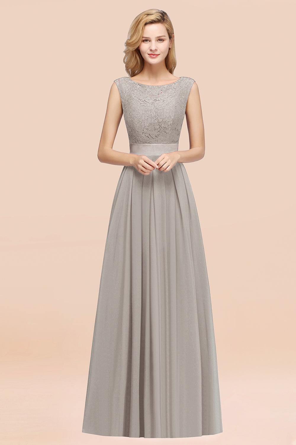 Vintage Sleeveless Lace Bridesmaid dresses Affordable Chiffon Wedding Party Dress - Fashionpara