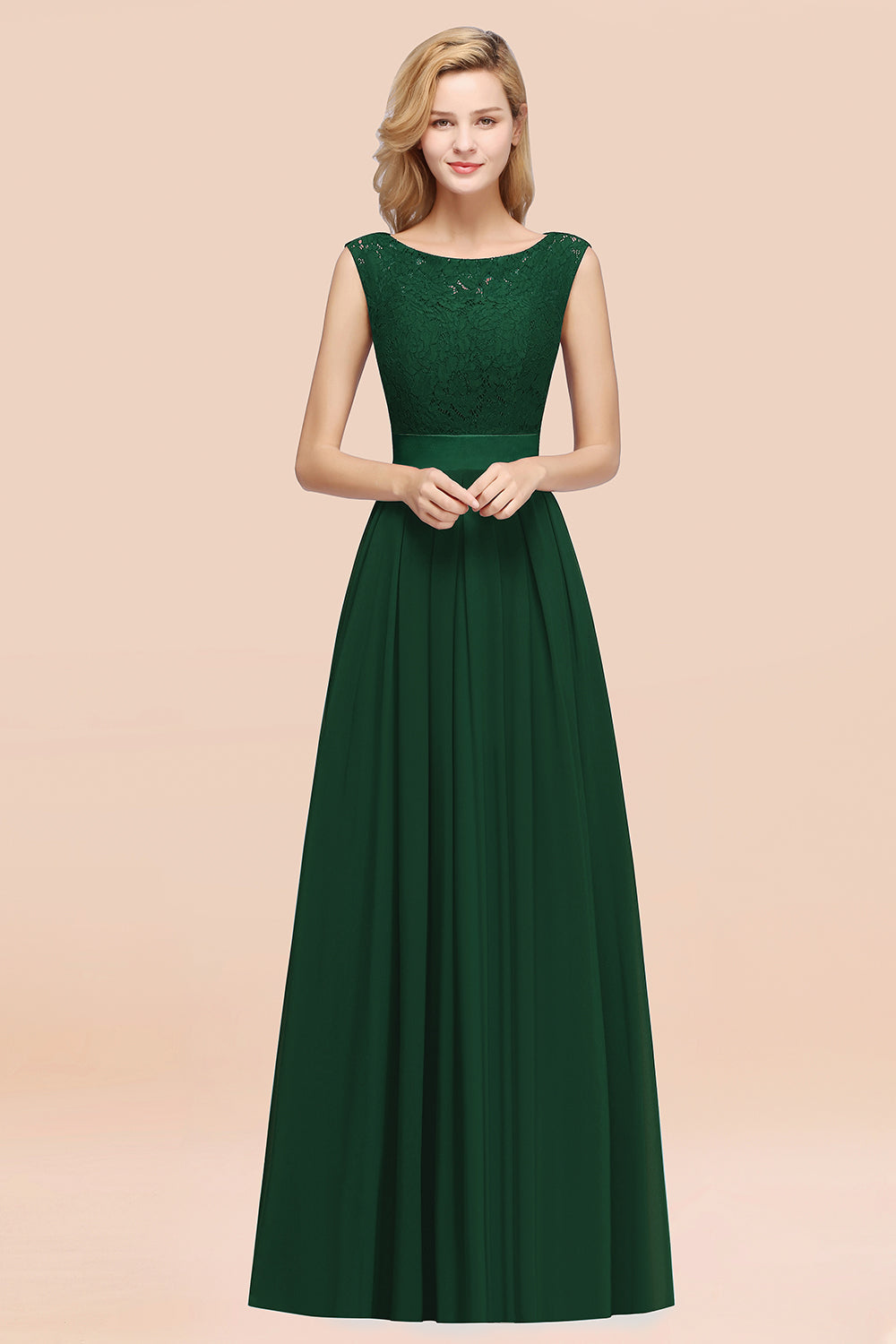 Vintage Sleeveless Lace Bridesmaid dresses Affordable Chiffon Wedding Party Dress - Fashionpara
