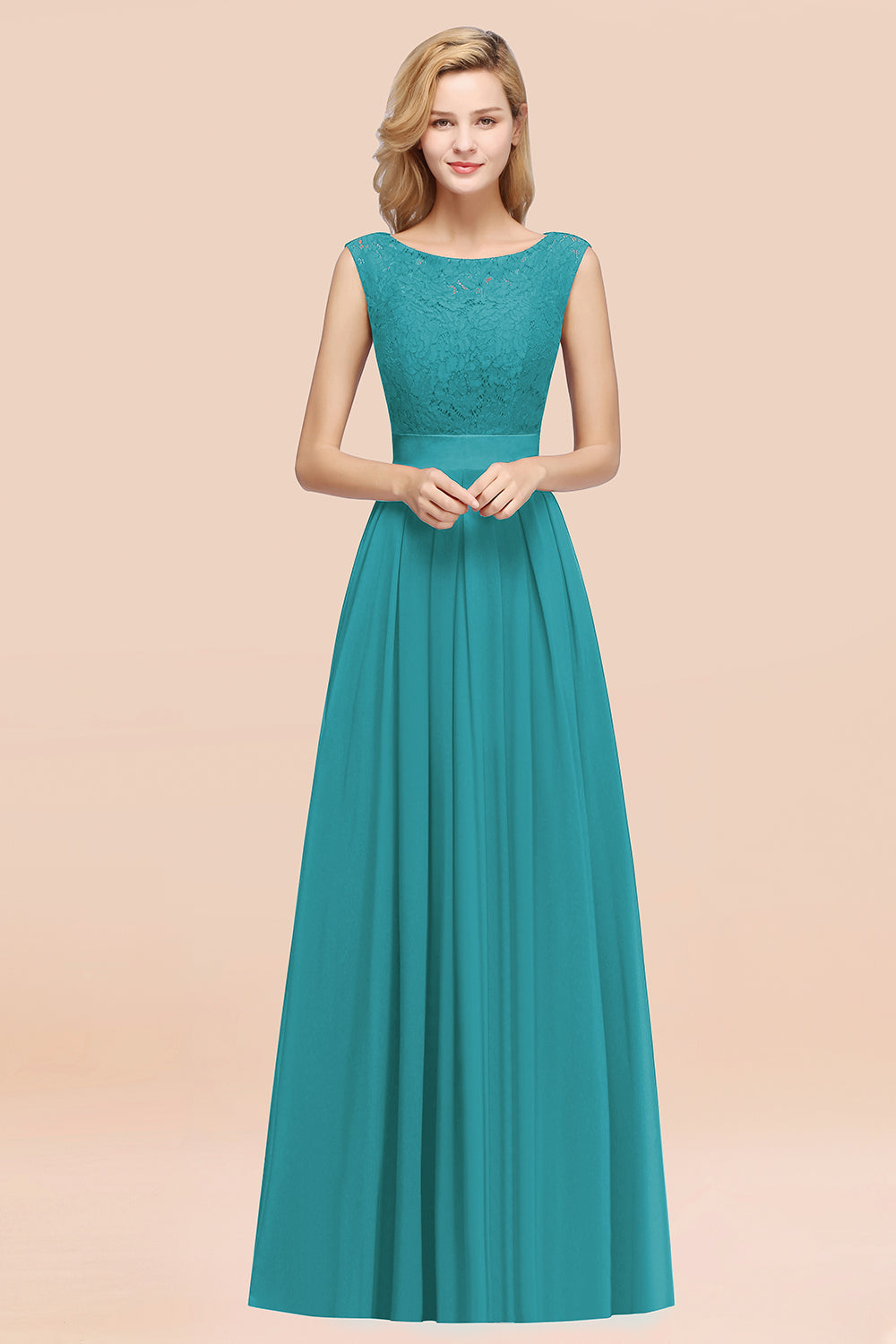 Vintage Sleeveless Lace Bridesmaid dresses Affordable Chiffon Wedding Party Dress