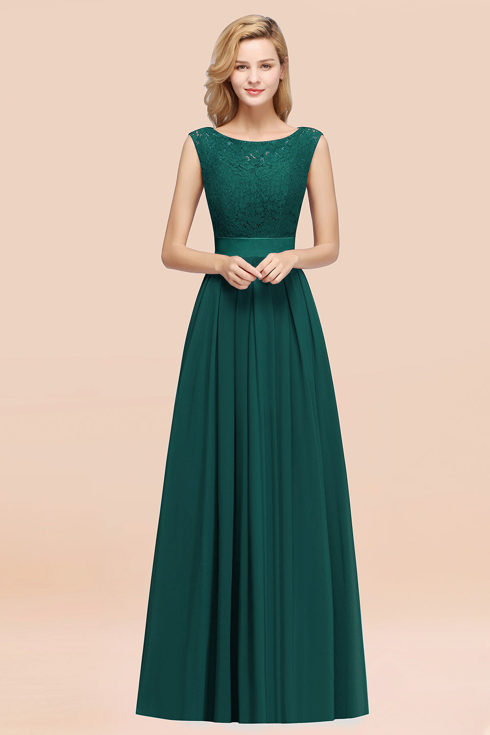 Vintage Sleeveless Lace Bridesmaid dresses Affordable Chiffon Wedding Party Dress