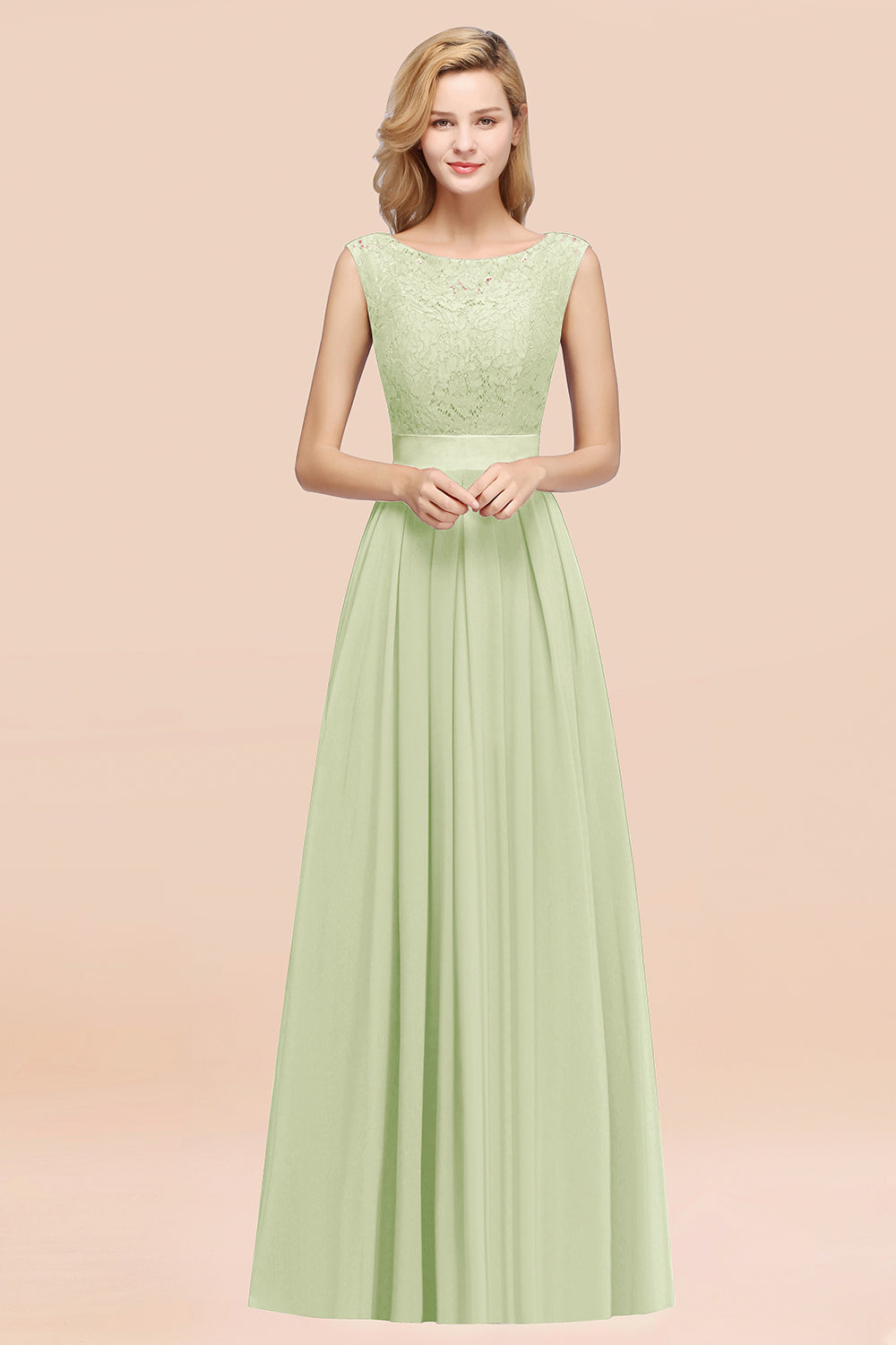 Vintage Sleeveless Lace Bridesmaid dresses Affordable Chiffon Wedding Party Dress