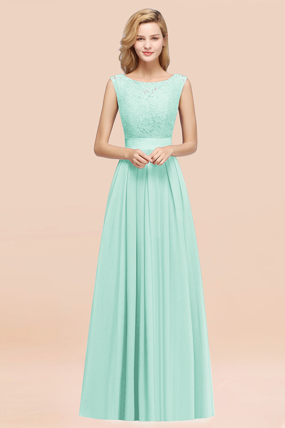 Vintage Sleeveless Lace Bridesmaid dresses Affordable Chiffon Wedding Party Dress