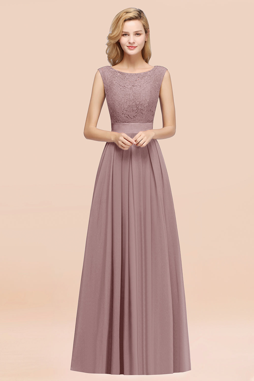 Vintage Sleeveless Lace Bridesmaid dresses Affordable Chiffon Wedding Party Dress