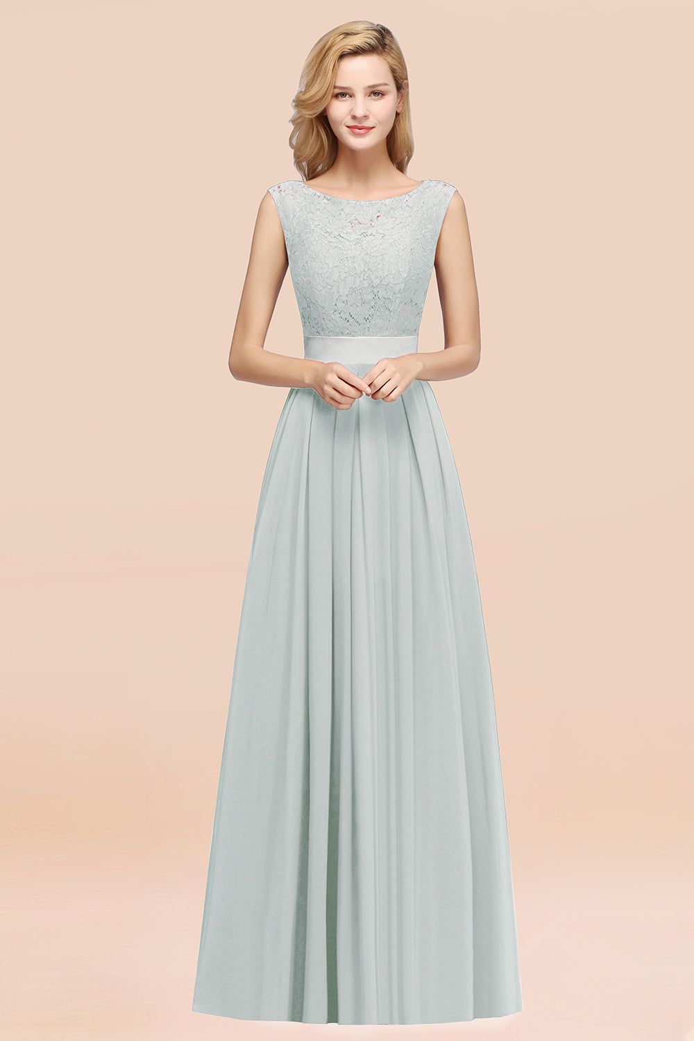 Vintage Sleeveless Lace Bridesmaid dresses Affordable Chiffon Wedding Party Dress