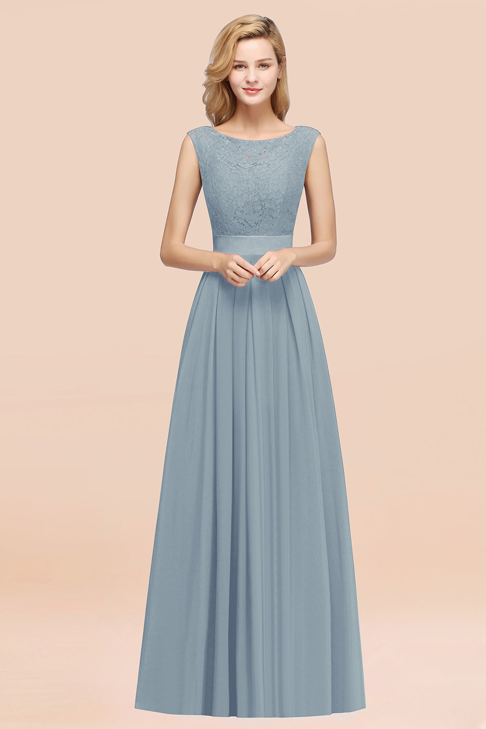 Vintage Sleeveless Lace Bridesmaid dresses Affordable Chiffon Wedding Party Dress