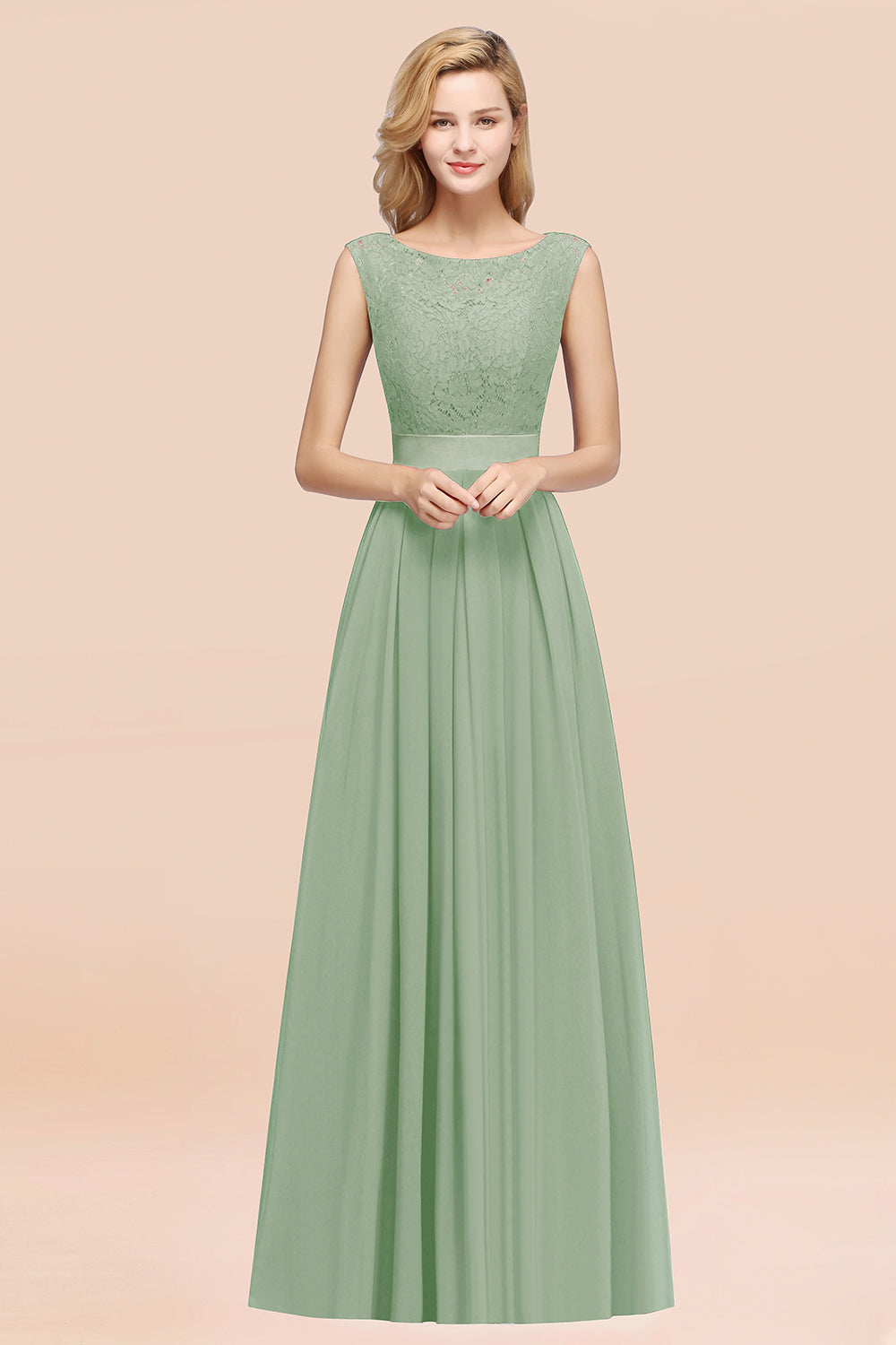 Vintage Sleeveless Lace Bridesmaid dresses Affordable Chiffon Wedding Party Dress