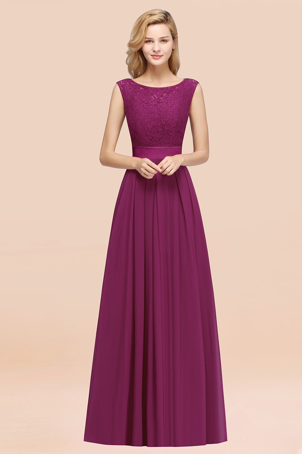 Vintage Sleeveless Lace Bridesmaid dresses Affordable Chiffon Wedding Party Dress