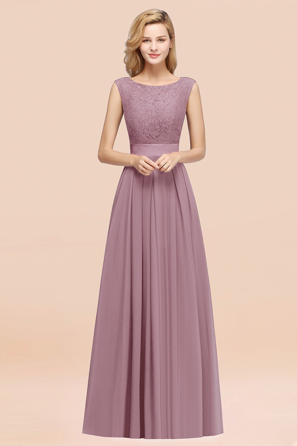 Vintage Sleeveless Lace Bridesmaid dresses Affordable Chiffon Wedding Party Dress