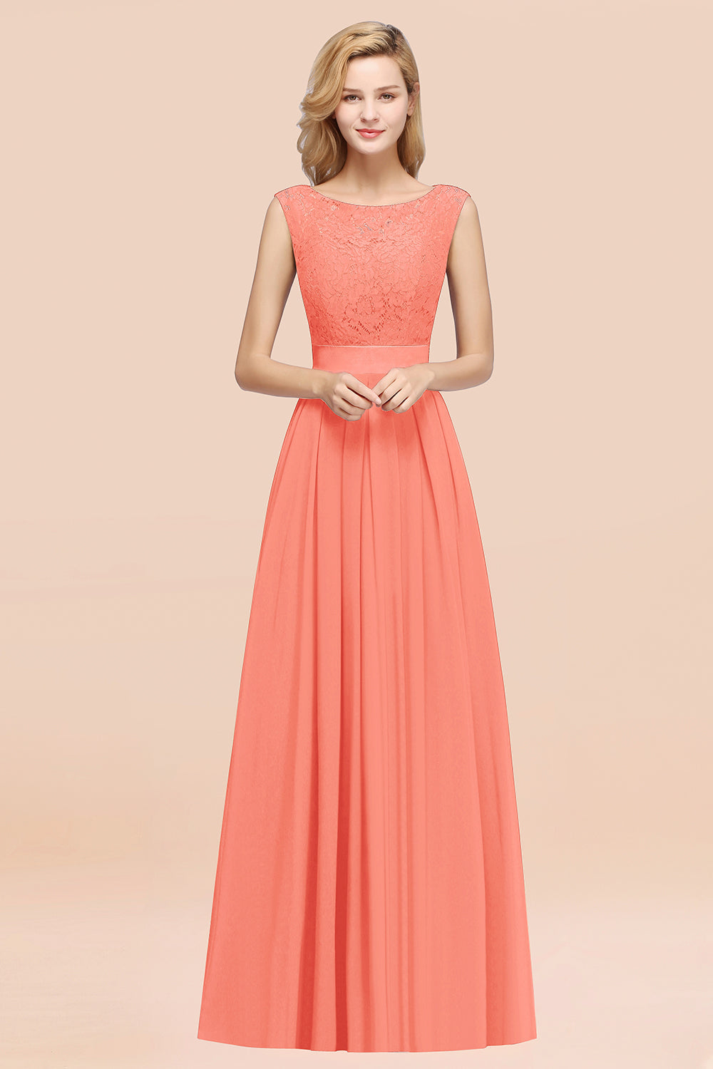 Vintage Sleeveless Lace Bridesmaid dresses Affordable Chiffon Wedding Party Dress