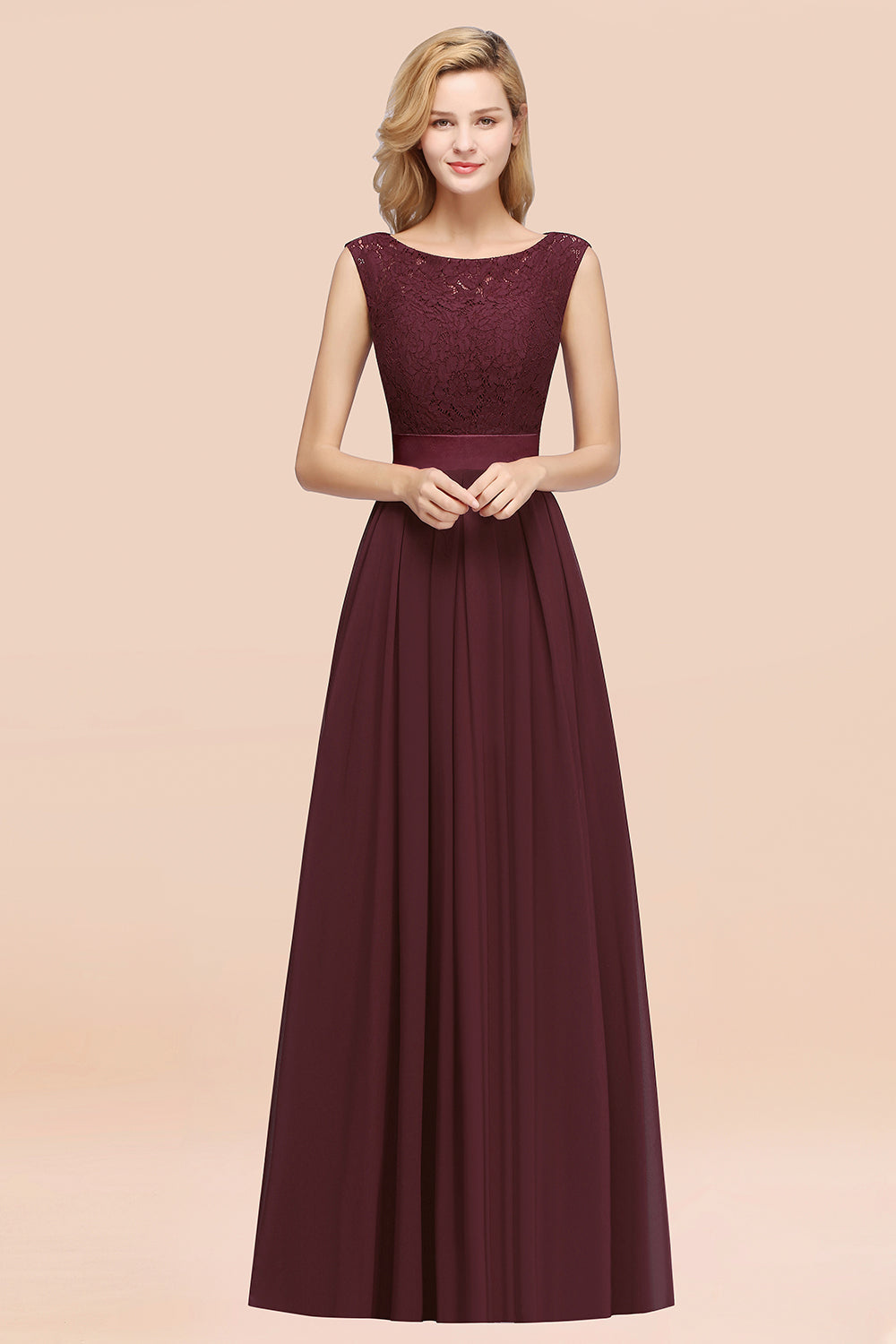 Vintage Sleeveless Lace Bridesmaid dresses Affordable Chiffon Wedding Party Dress