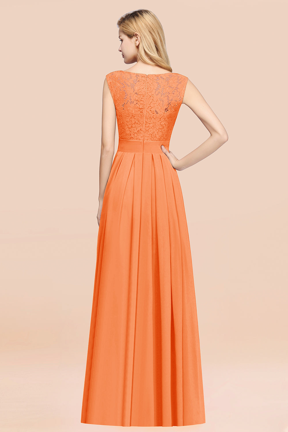 Vintage Sleeveless Lace Bridesmaid dresses Affordable Chiffon Wedding Party Dress