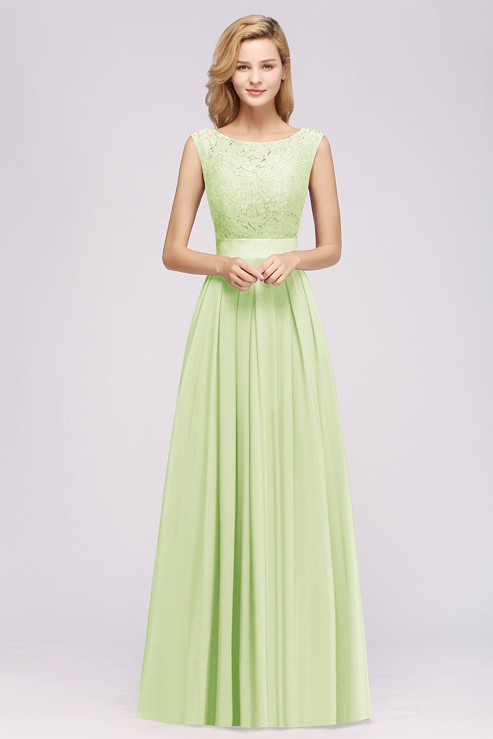 Vintage Sleeveless Lace Bridesmaid dresses Affordable Chiffon Wedding Party Dress