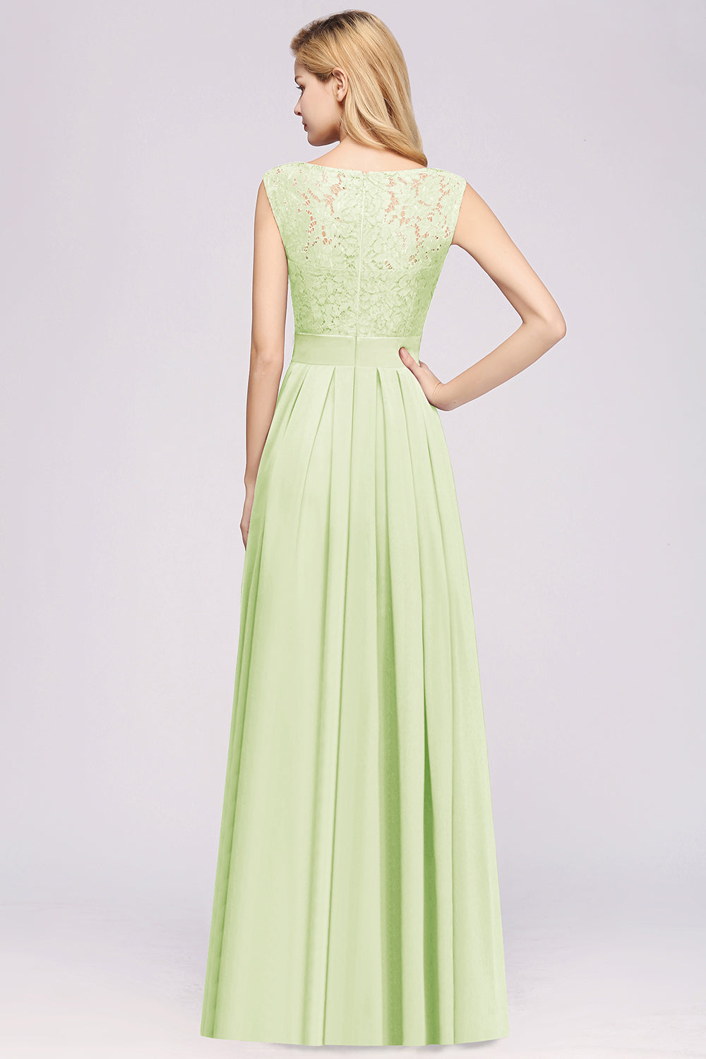 Vintage Sleeveless Lace Bridesmaid dresses Affordable Chiffon Wedding Party Dress