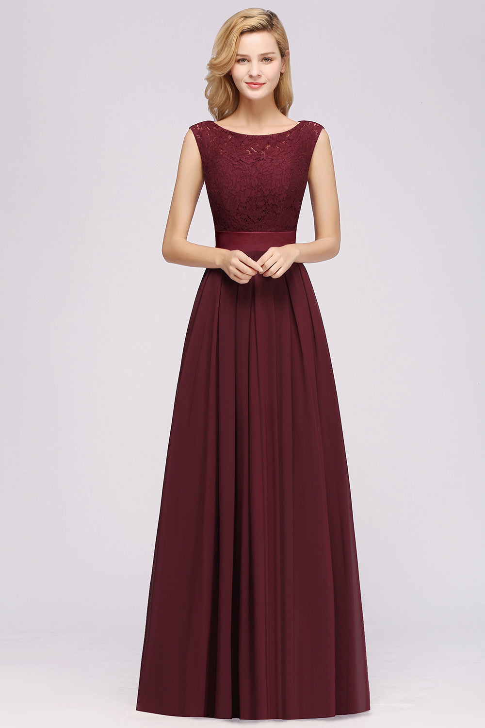 Vintage Sleeveless Lace Bridesmaid dresses Affordable Chiffon Wedding Party Dress