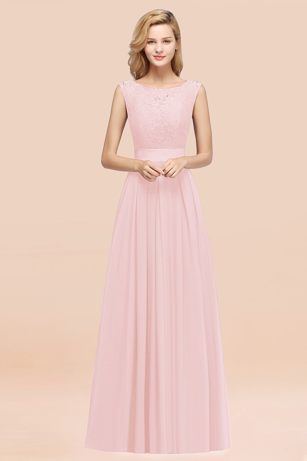 Vintage Sleeveless Lace Bridesmaid dresses Affordable Chiffon Wedding Party Dress - Fashionpara
