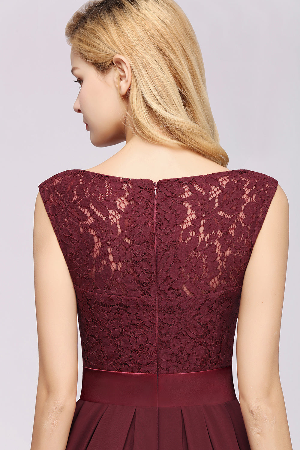 Vintage Sleeveless Lace Bridesmaid dresses Affordable Chiffon Wedding Party Dress
