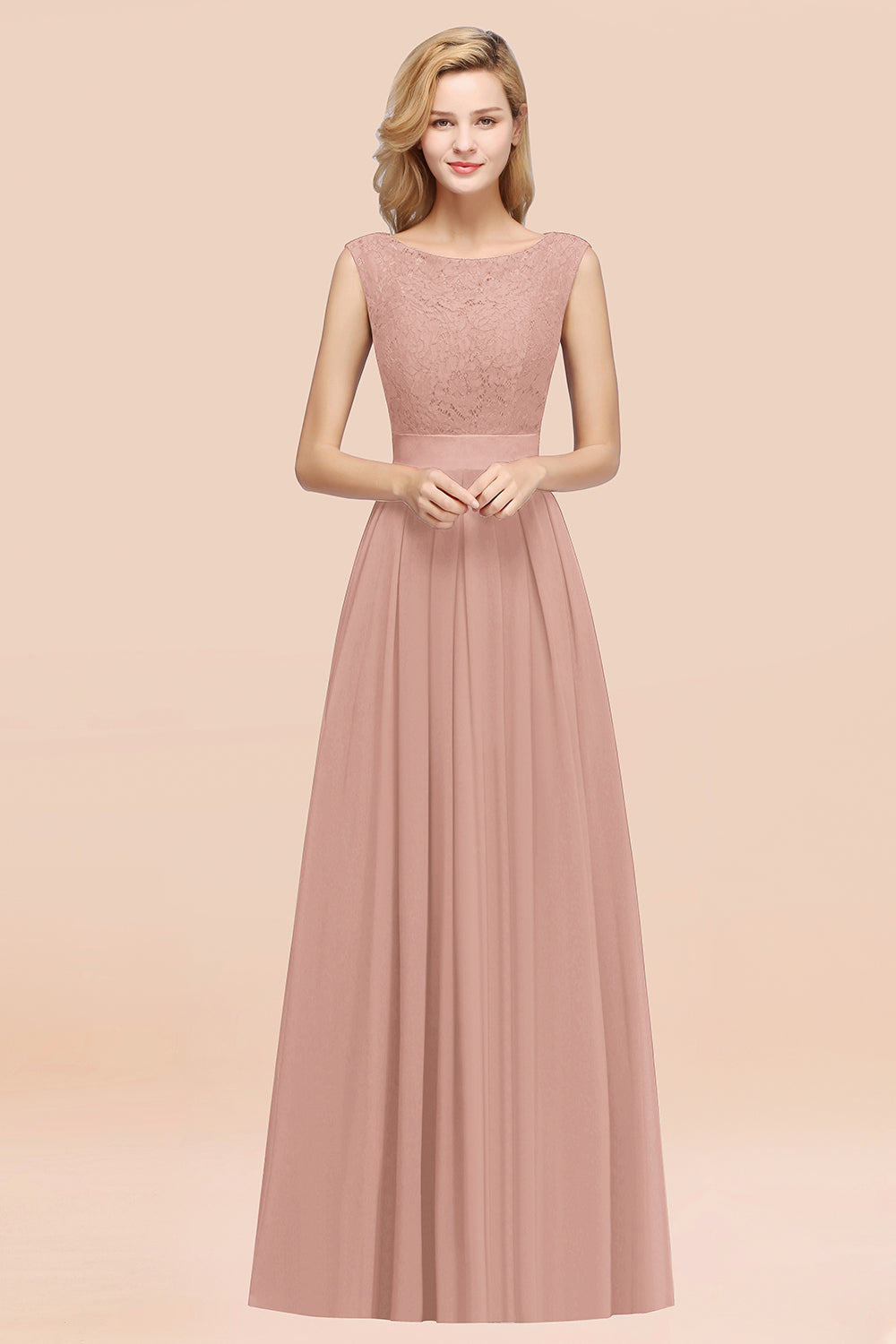 Vintage Sleeveless Lace Bridesmaid dresses Affordable Chiffon Wedding Party Dress