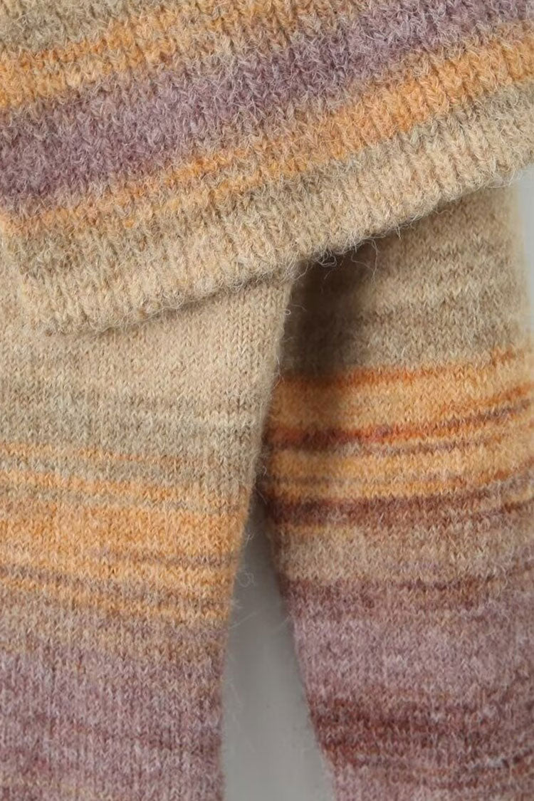 Rosedress Vintage Off Shoulder Gradient Stripe Mini Sweater Dress