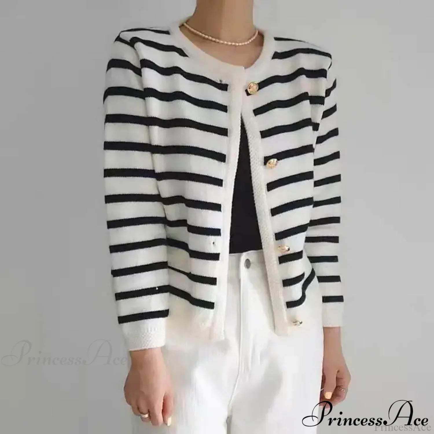 Vintage Striped Loose Knitting Simplicity Knit Cardigan