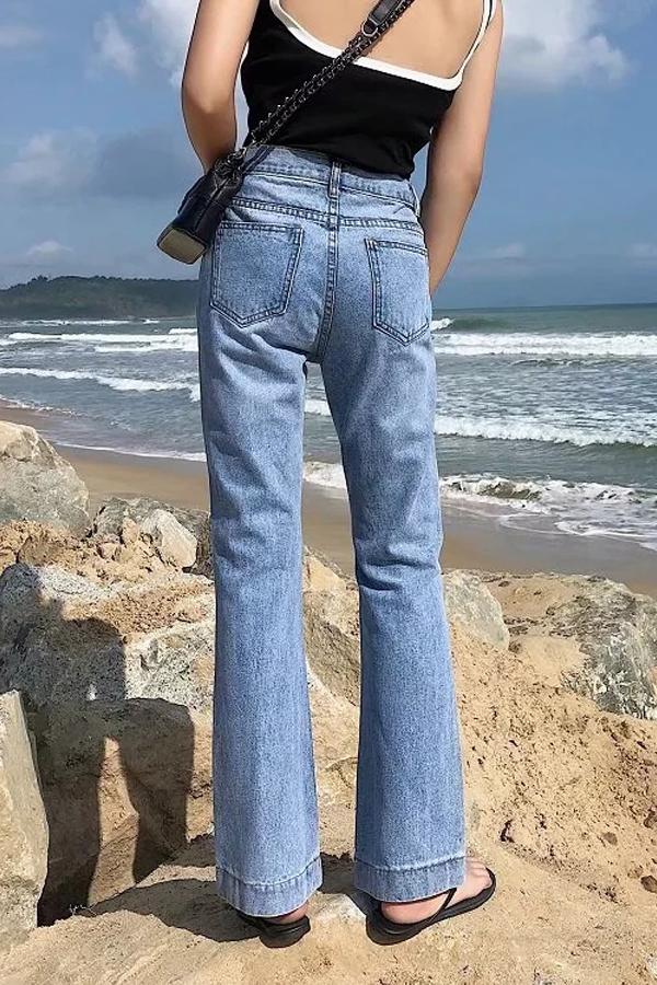 Vintage Zipper Fly Flare Jeans