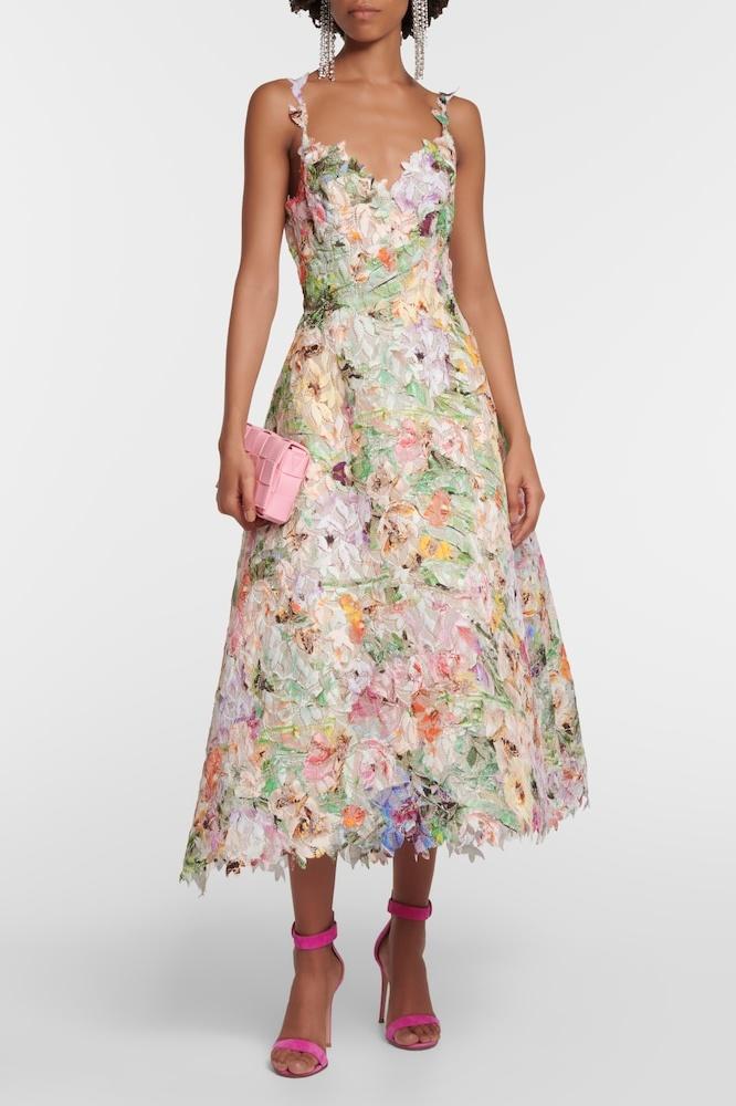 Lace Floral Embroidery Sleeveless Midi Dress