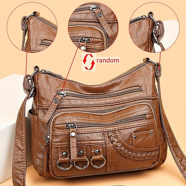 Multiple Crossbody with Vintage Leather Faux Bag