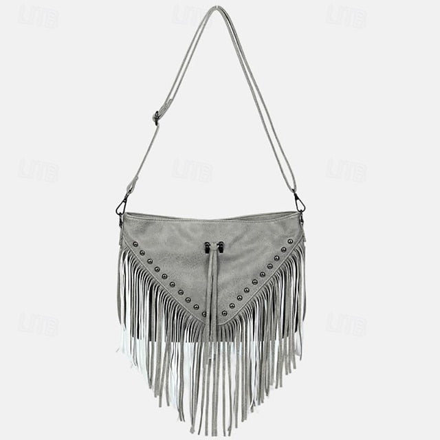 Leather with Fringe Crossbody Bohemian Bag