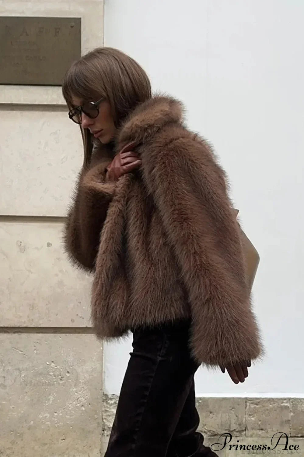 Warm Faux Fur Lapel Coat