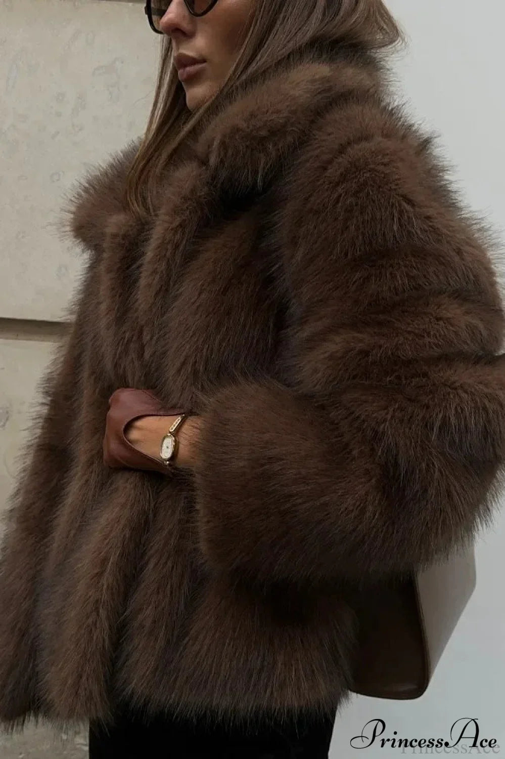 Warm Faux Fur Lapel Coat