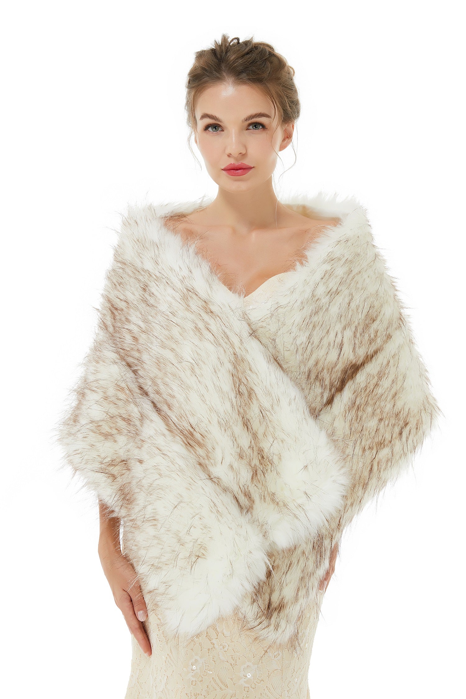 Warm Light Brown Wedding Wraps Faux Fur Bridal Cover Up