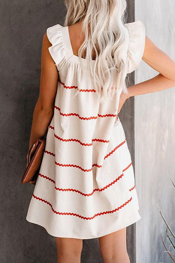 Chiffon V-collar Short Sleeve Dress