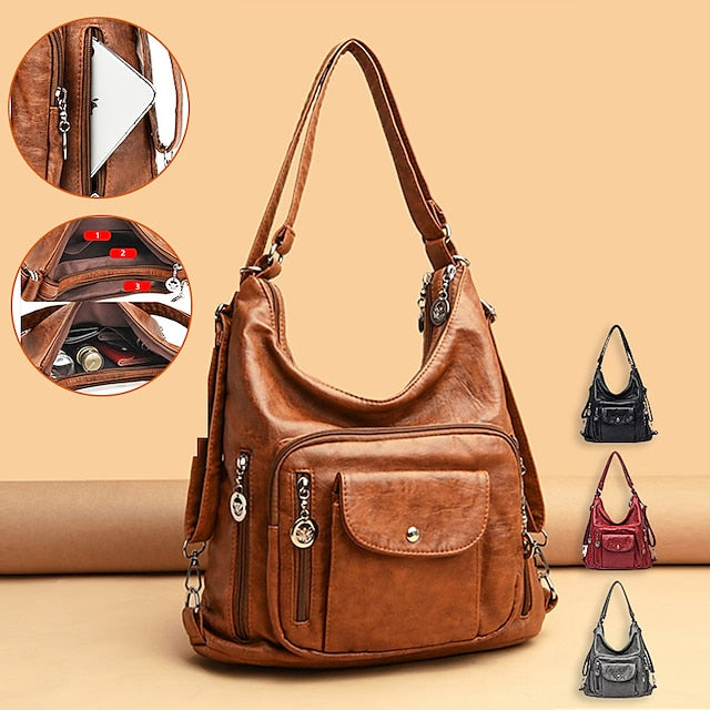 Bag - Leather Faux Hobo Vintage-Brown