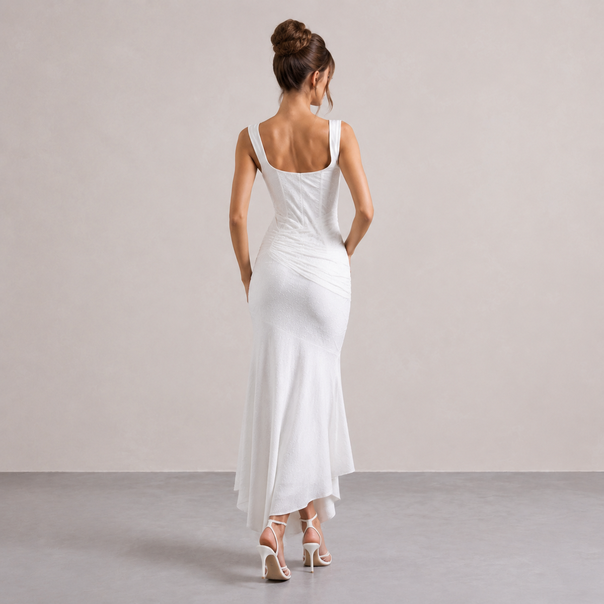 Square Neck Corset Floral Jacquard Mermaid Gown 6
