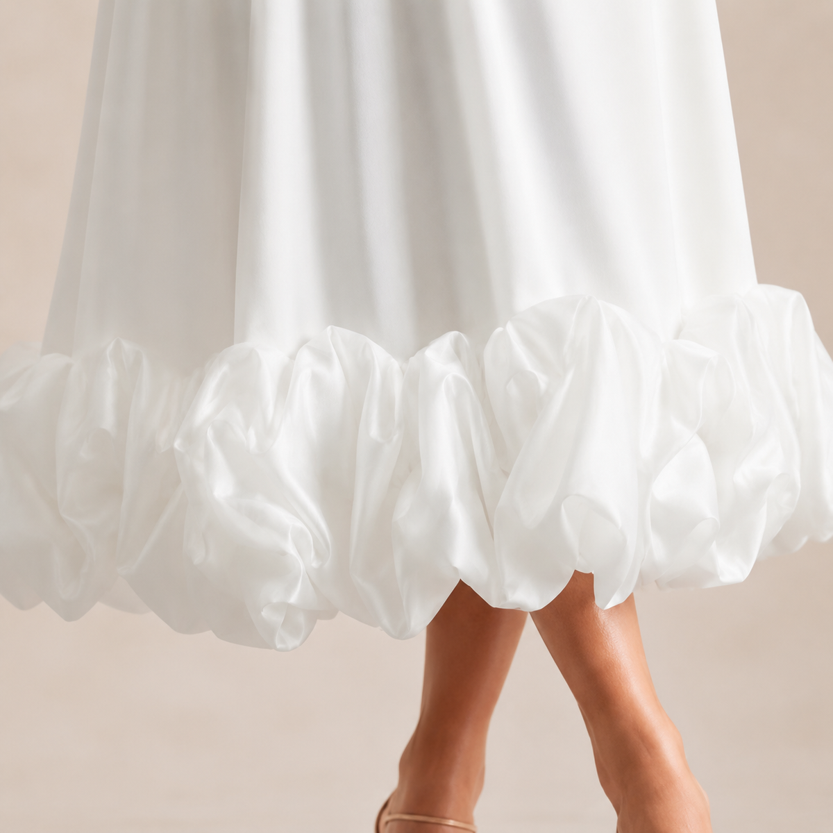 Scoop Neck Strappy Ruffle Hem A-Line Midi Dress 5