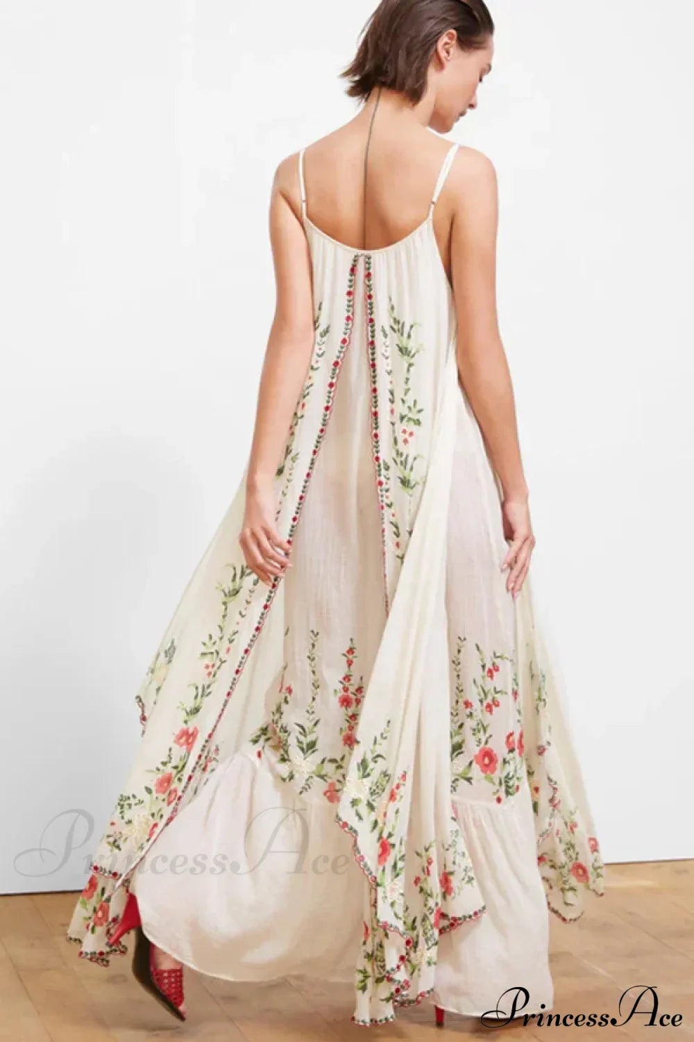 White Floral Embroidered Maxi Dress