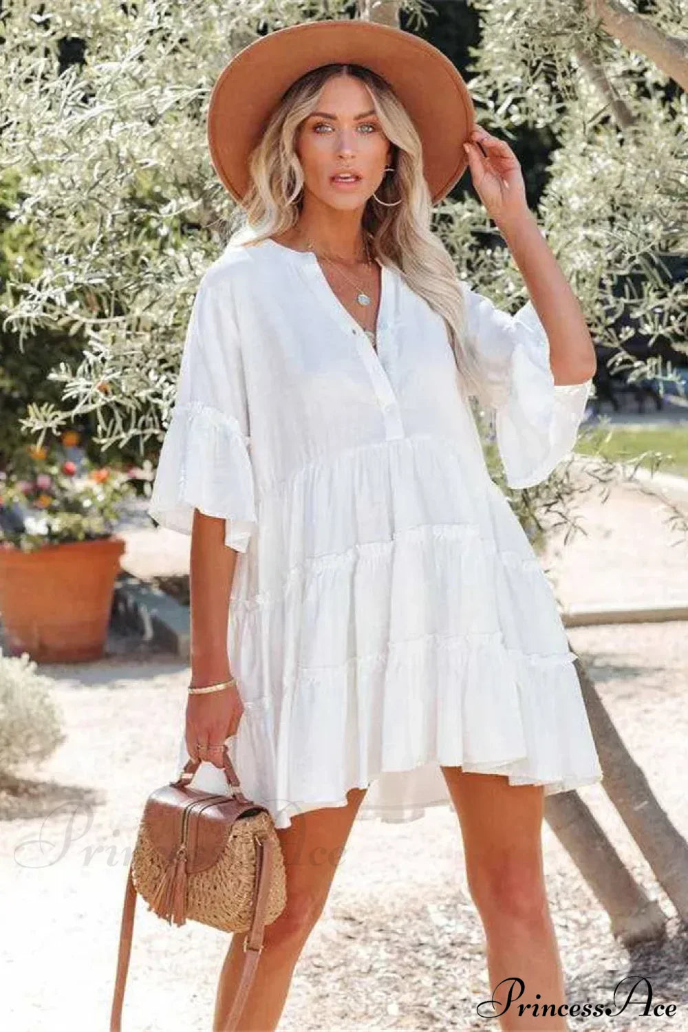 White Mini Dress Holiday Beach Wear White / One Size bohodress-250126