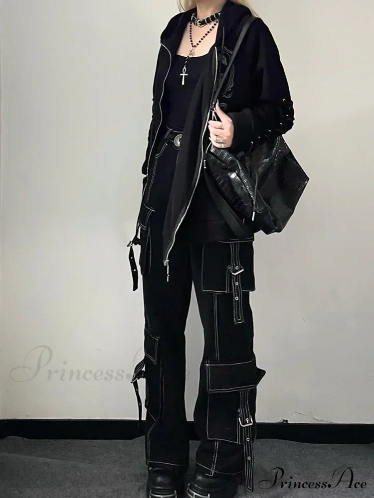 White Seamed Black Halloween Pants