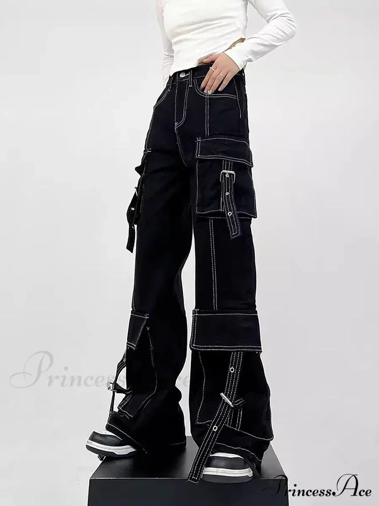 White Seamed Black Halloween Pants