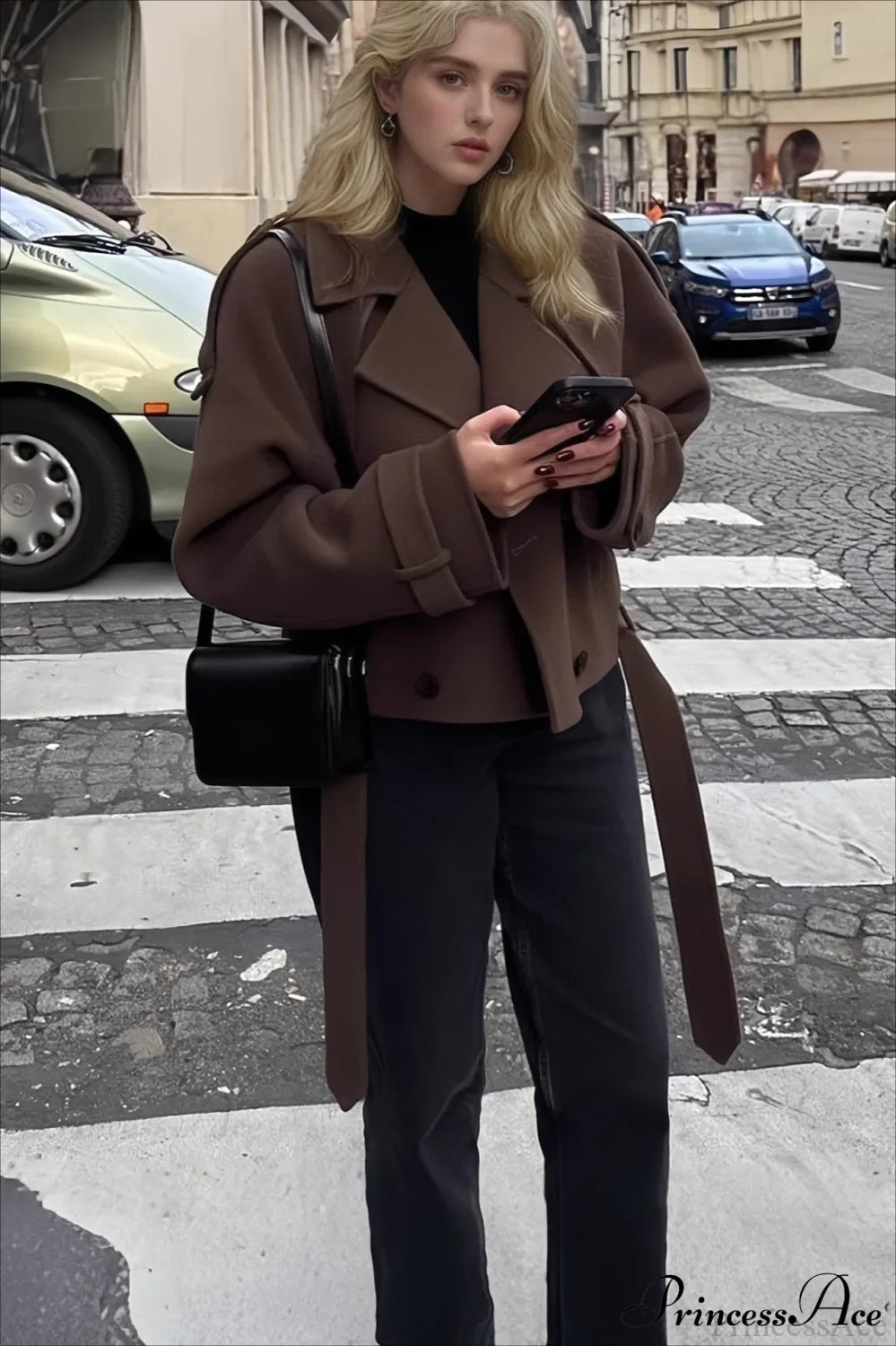 Wide Lapel Wool Blend Coat for Timeless Elegance and Warmth